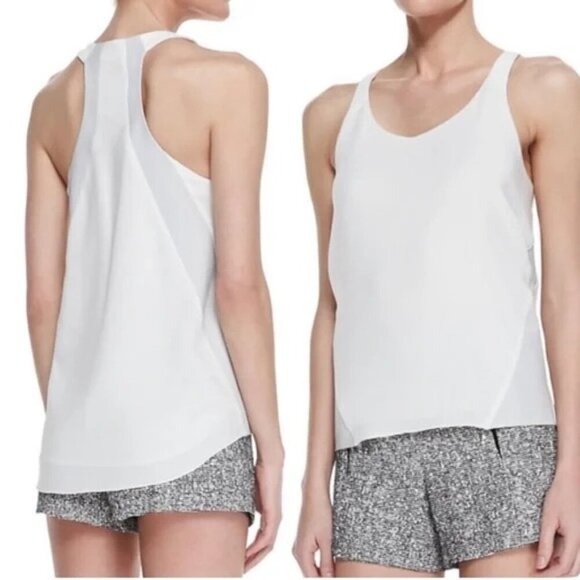 Rag & Bone Tank Top Women XS Ivory Chieftail Racerback Silk Insets Top Luxury - Picture 1 of 12